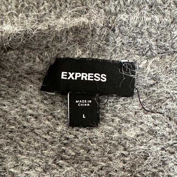 Express Gray Sweater L Conscious Edit Recycled Eco-Friendly Knit Academia Preppy - Picture 3 of 7